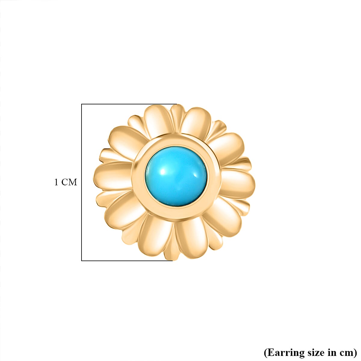 Sleeping Beauty Turquoise Solitaire Stud Push Post Earring in Yellow Gold Plating Sterling Silver Sleeping Beauty Turquoise Solitaire Stud Push Post Earring in Yellow Gold Plating Sterling Silver