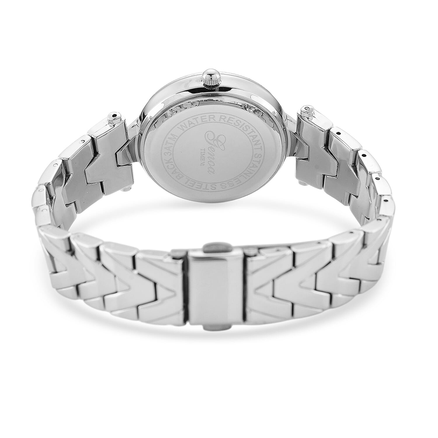 GENOA TIME LIMITED EDITION Japanese Movt. 3ATM Water Resistant Sunray Dial Ladies Watch with Silver Colour Strap & Case with Austrian White Crystal Accents