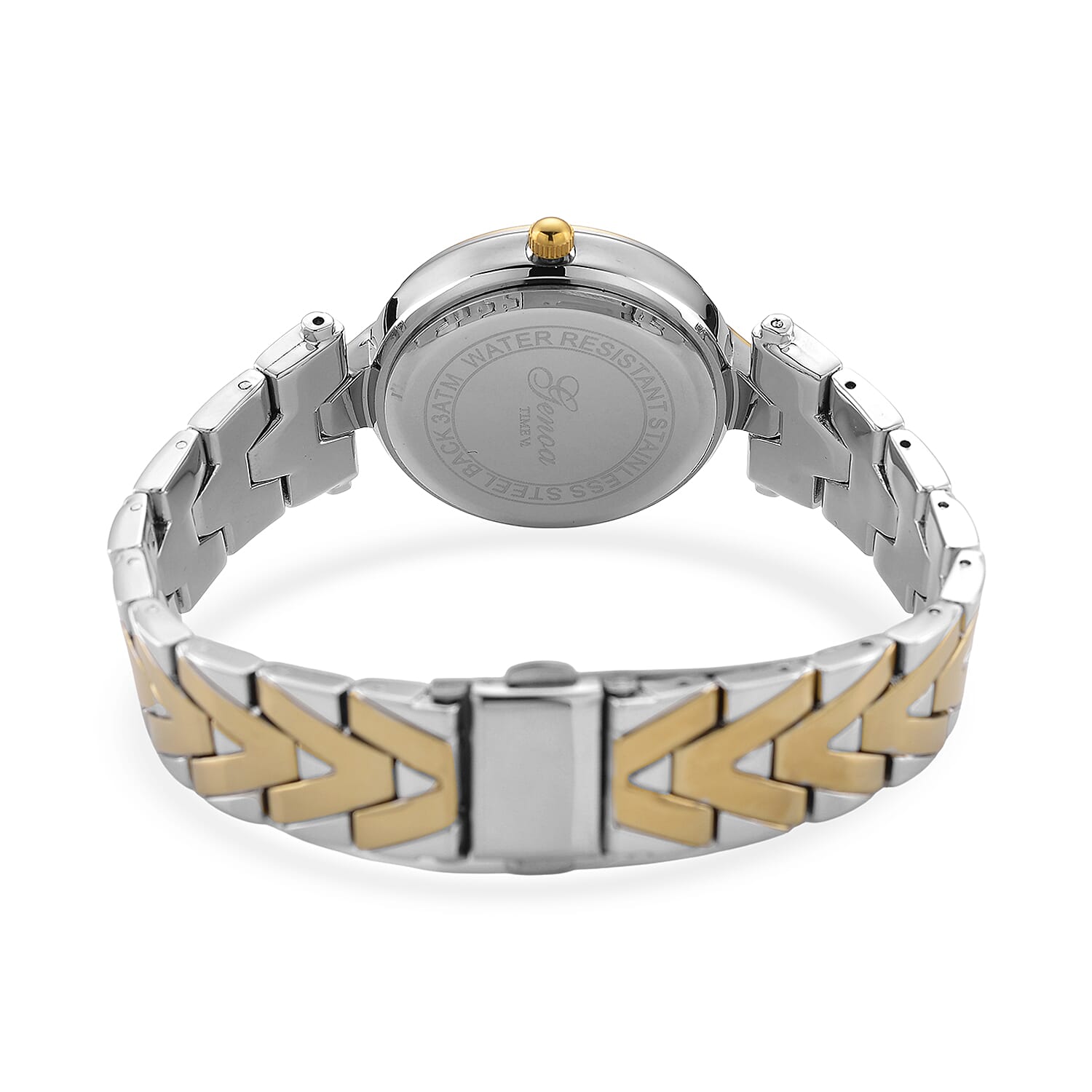 GENOA TIME LIMITED EDITION Japanese Movt. 3ATM Water Resistant Sunray Dial Ladies Watch with Silver and Gold Colour Strap & Case with Austrian White Crystal Accents