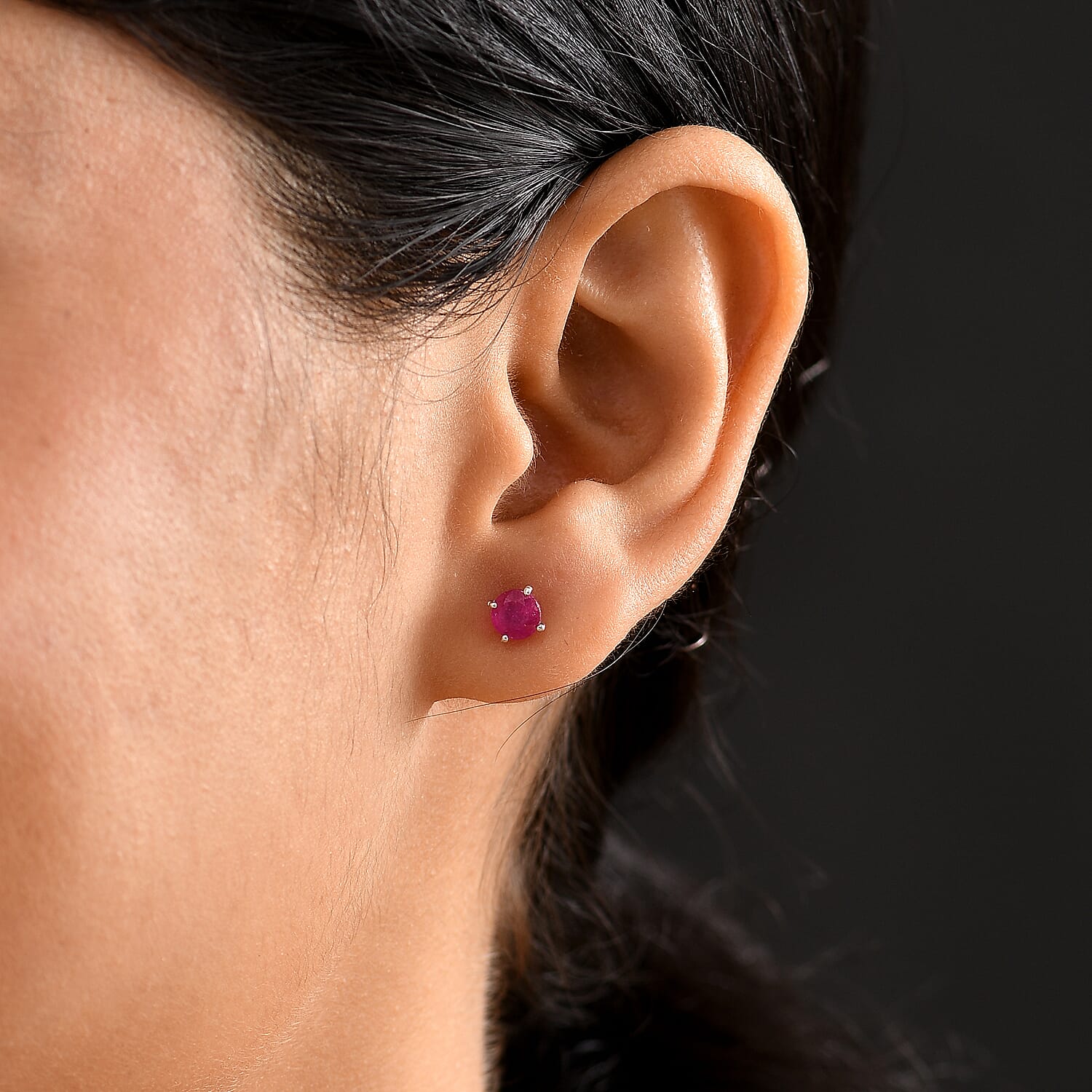 African Ruby Earring in  Sterling Silver  1.50 Ct.