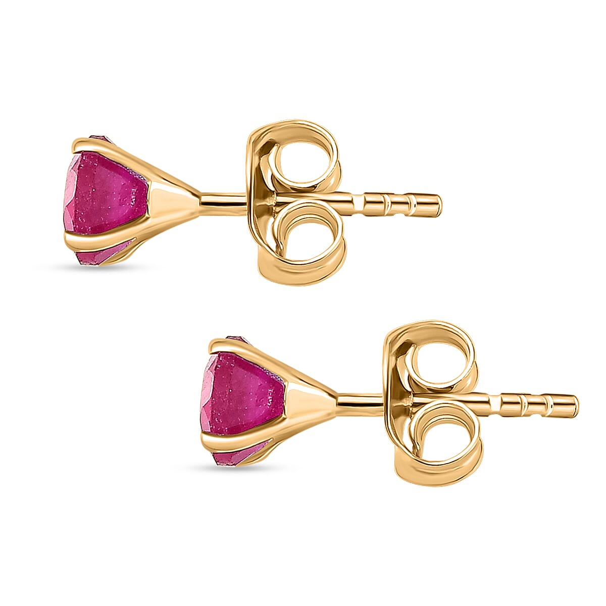 African Ruby Earring in 14K Gold Plated Sterling Silver 1.52 Ct.