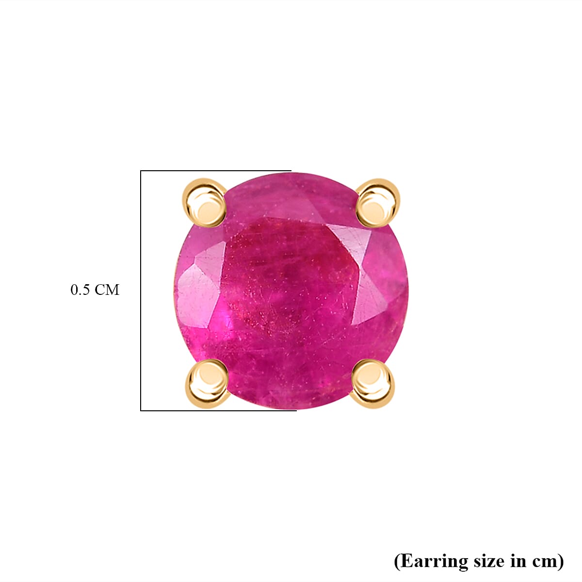African Ruby Earring in 14K Gold Plated Sterling Silver 1.52 Ct.
