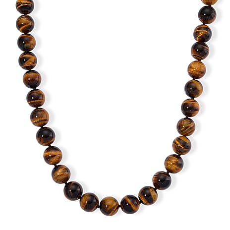 Extremely Rare Size  - AAA Yellow Tigers Eye Necklace (Size - 20-2 Ext) in Rhodium Overlay Sterling Silver 800.00 Ct.