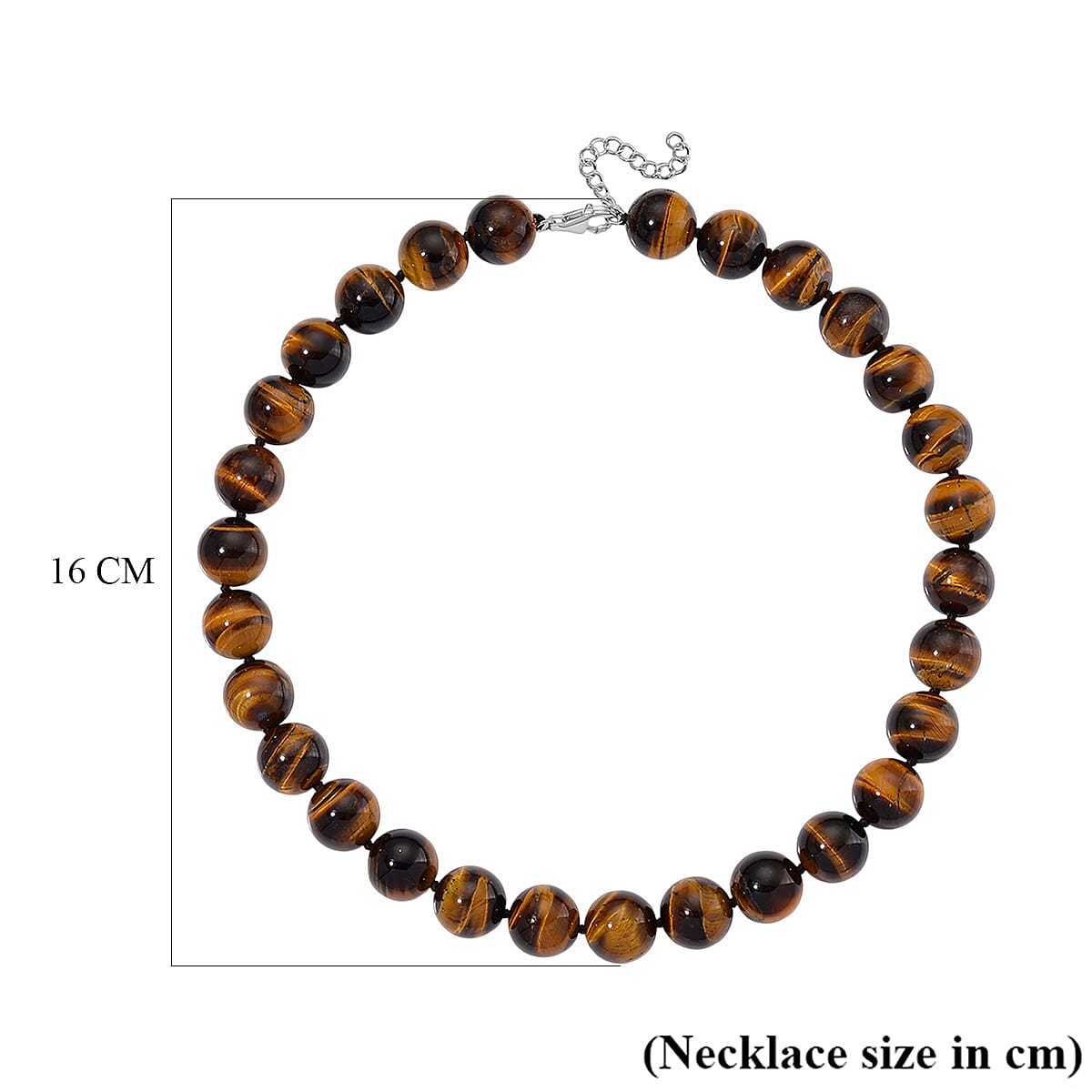 Extremely Rare Size  - AAA Yellow Tigers Eye Necklace (Size - 20-2 Ext) in Rhodium Overlay Sterling Silver 800.00 Ct.