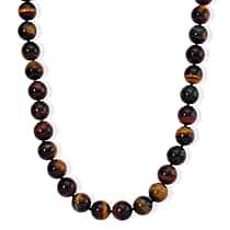 Tucson Find- Multi Color Tiger Eye Necklace Beads 16 MM (Size - 20-2 Ext)  in Rhodium Overlay Sterling Silver 800.00 Ct.