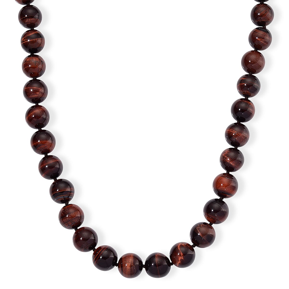 Tucson find- Red Tiger Eye Necklace Beads16 MM  (Size - 20-2 Ext) in Rhodium Overlay Sterling Silver 800.00 Ct.