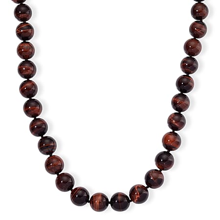 Tucson find- Red Tiger Eye Necklace Beads16 MM  (Size - 20-2 Ext) in Rhodium Overlay Sterling Silver 800.00 Ct.