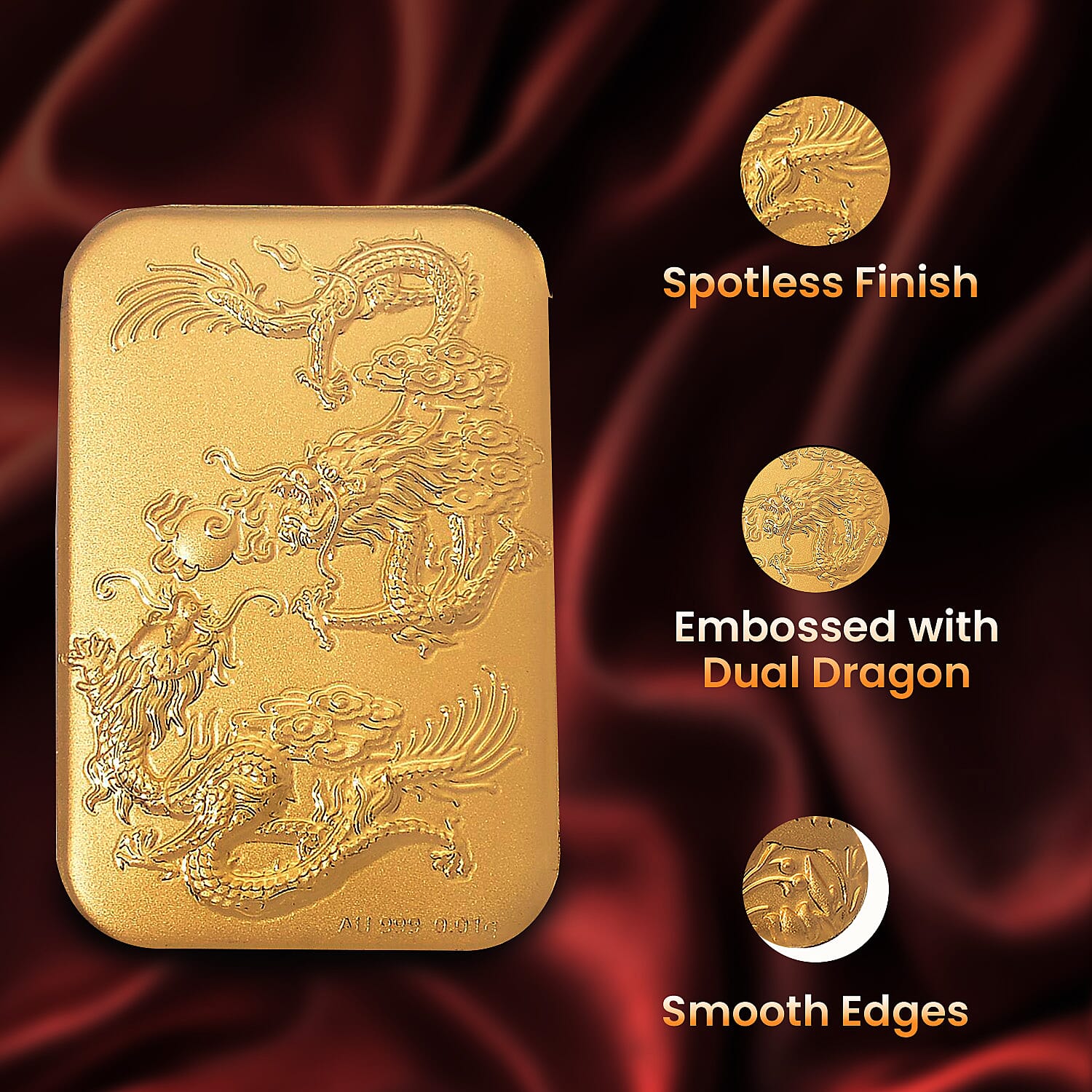 24K Yellow Gold (99.99% Purity) Dragon Embossment Gold