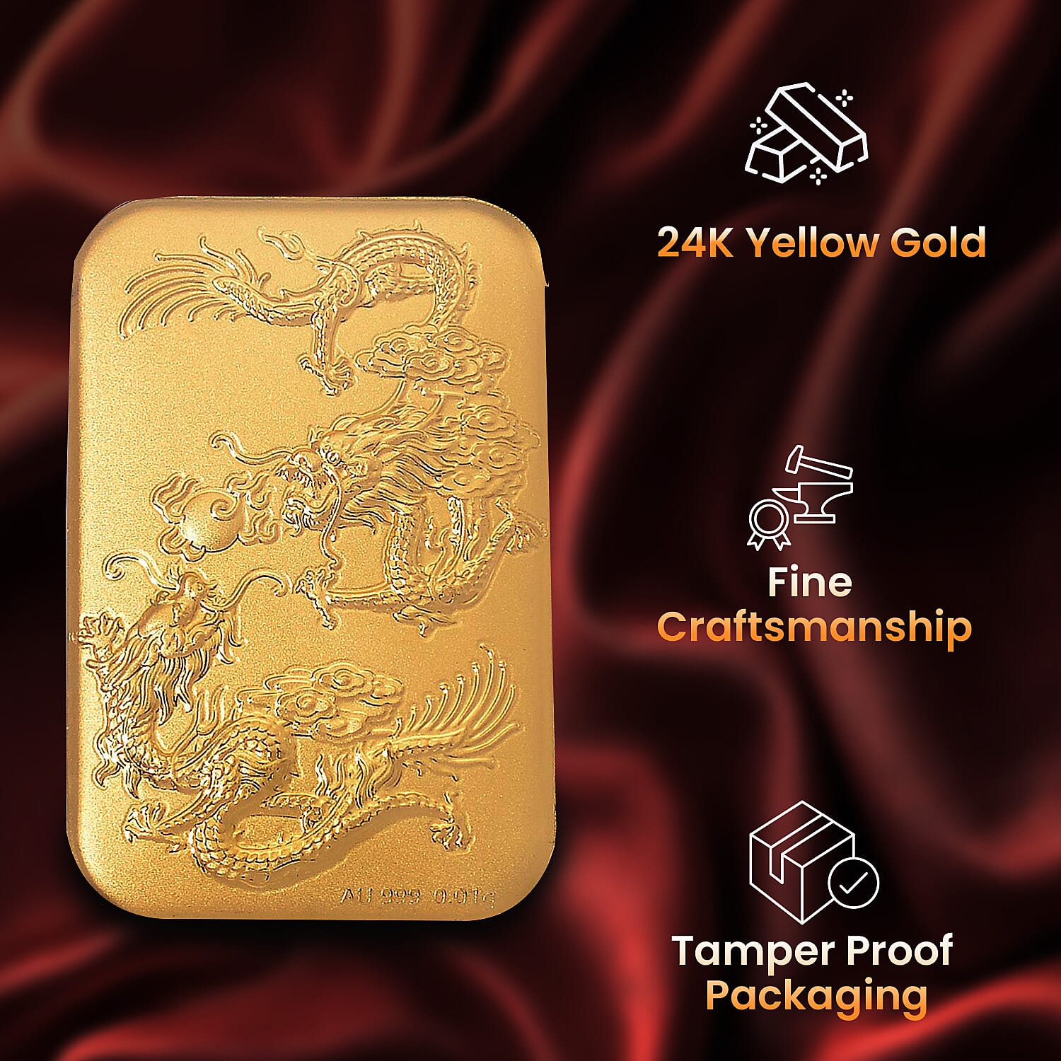 24K Yellow Gold (99.99% Purity) Dragon Embossment Gold