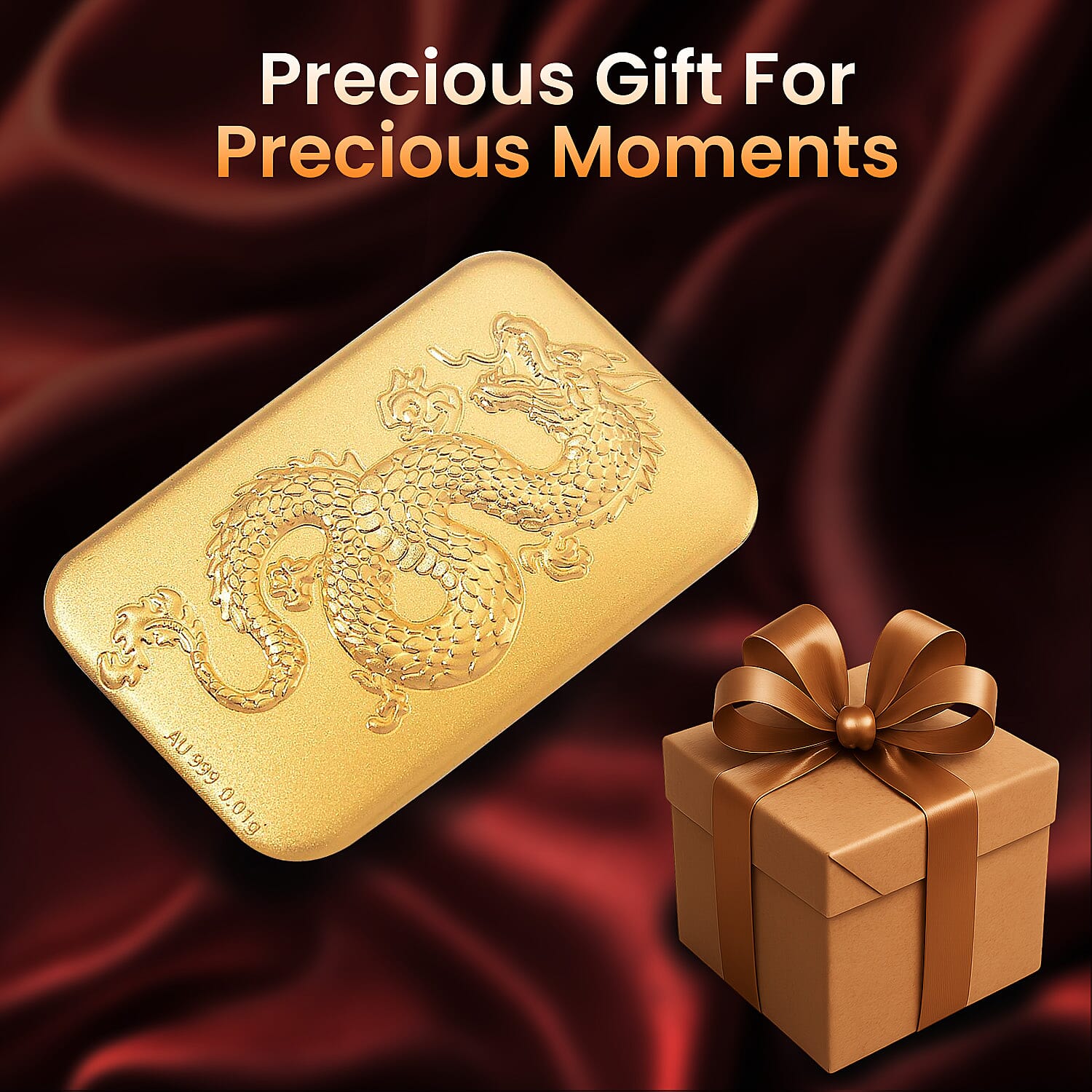 24K Yellow Gold Single Dragon Embossment