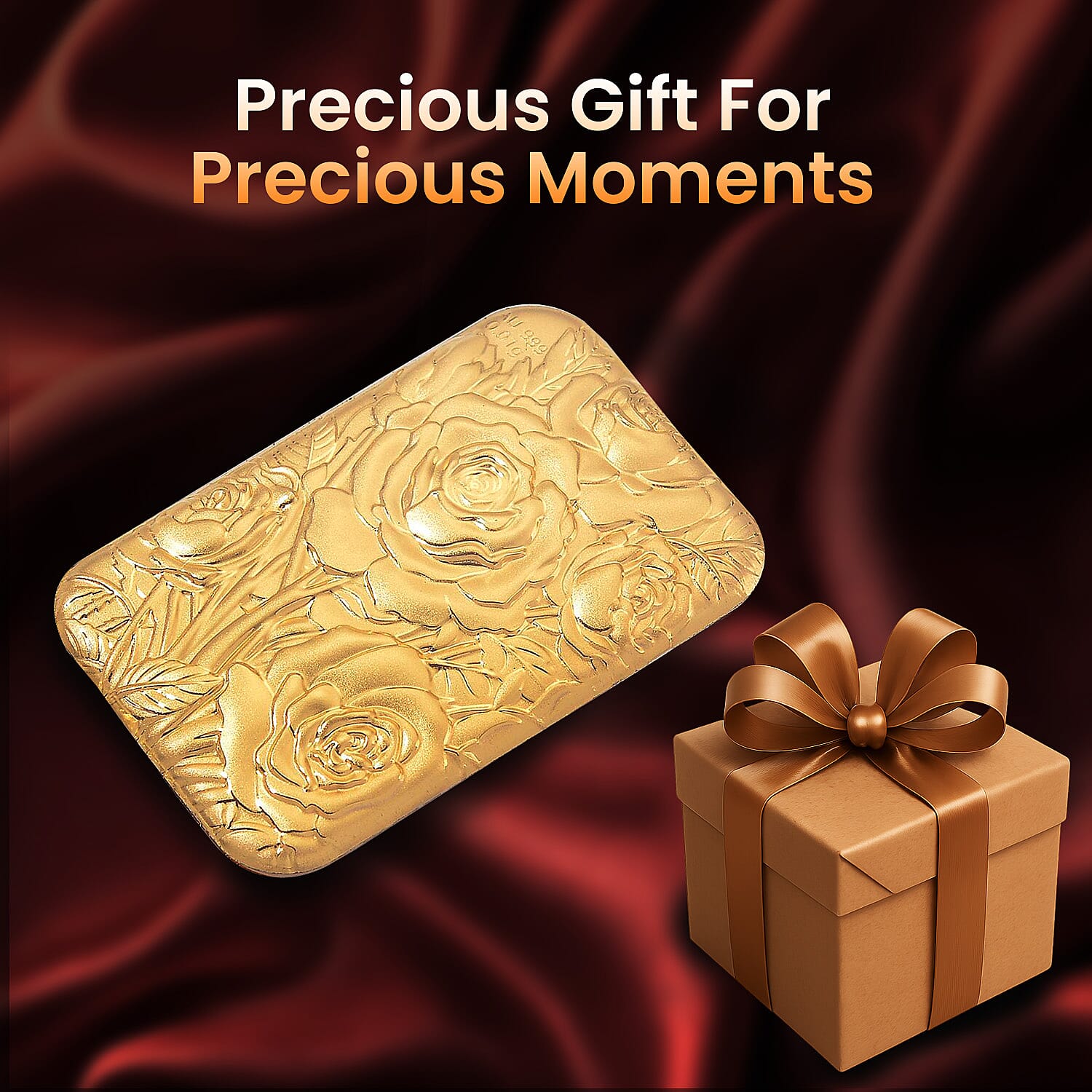 24K Yellow Gold (99.99% Purity) Floral Embossment Bar