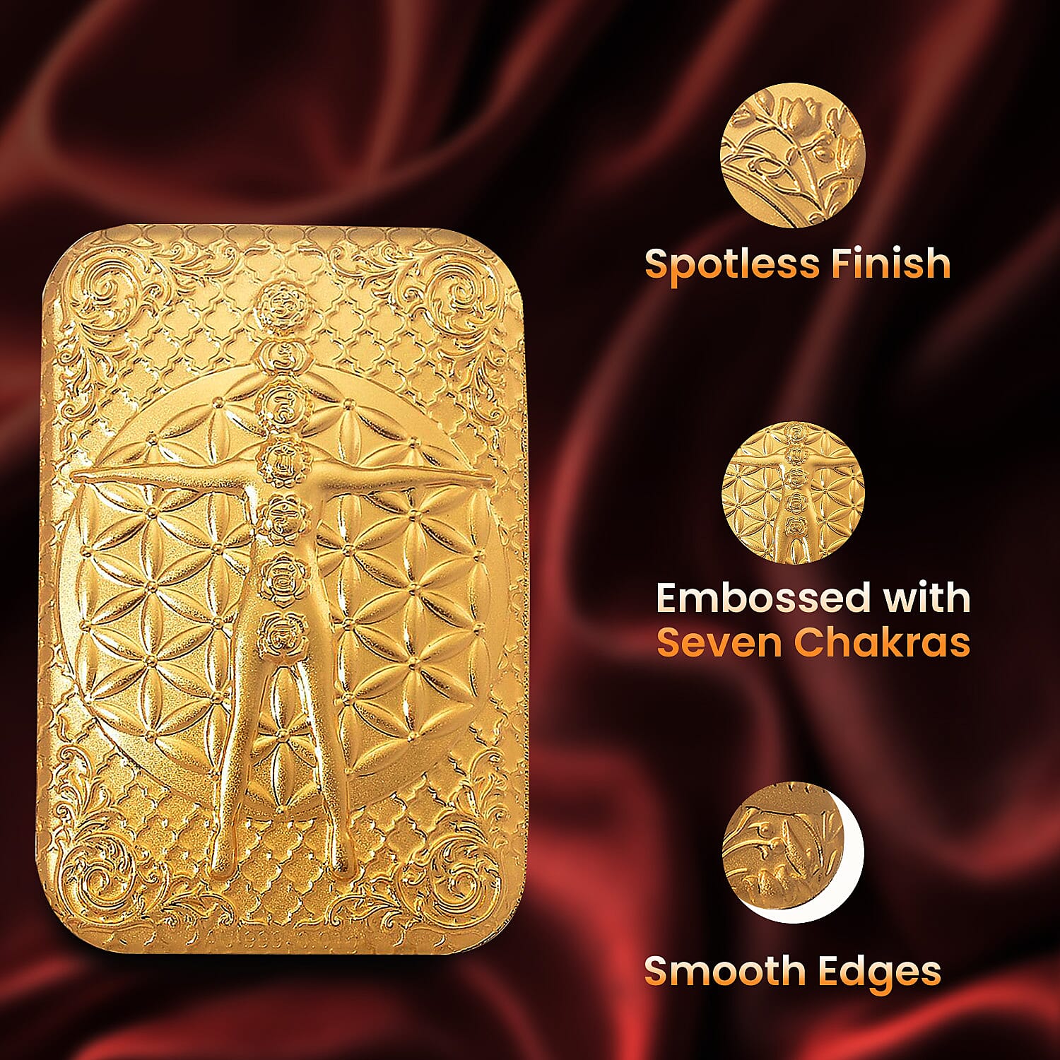 24K Yellow Gold (99.9% Purity) Vetruvian Embossment Gold (39.95 x 25.80)