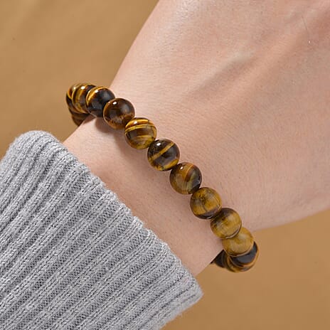 Yellow Tigers Eye Stone Bracelet (Size - 7.5 Stretchable) 97.00 Ct.