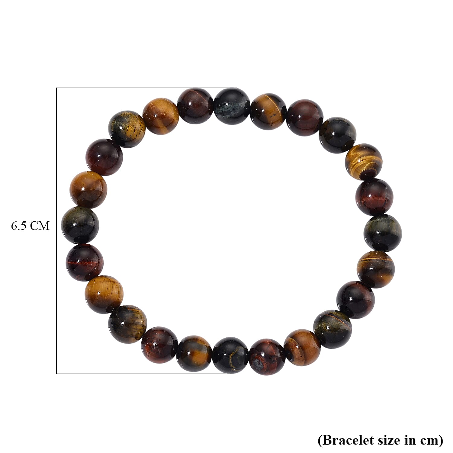 Tucson Find- Multi Color Tigers Eye Beads 8 MM Bracelet (Size - 7.5 Stretchable) 98.00 Ct.
