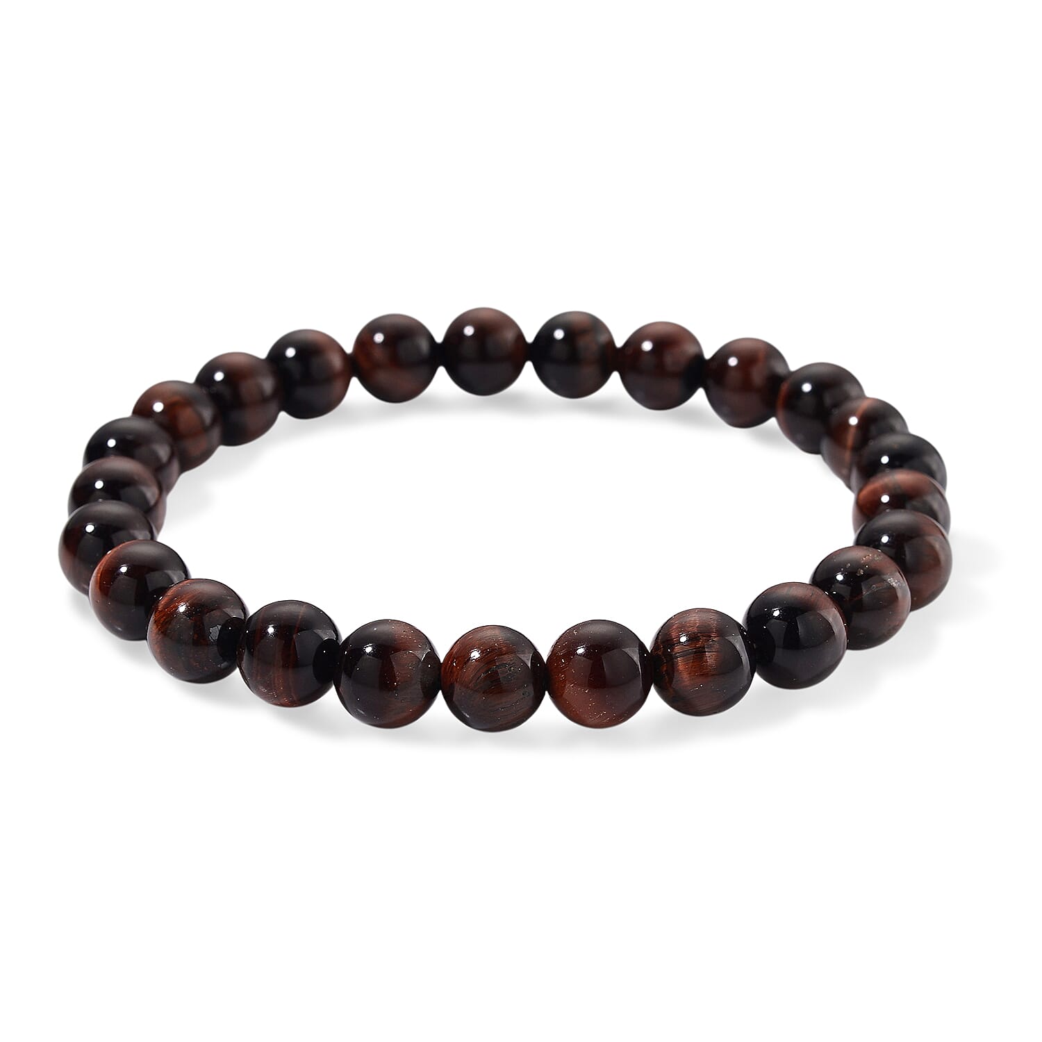 Tucson Find- Red Tiger Eye Beads 8MM  Bracelet (Size - 7.5 Stretchable) 90.00 Ct.
