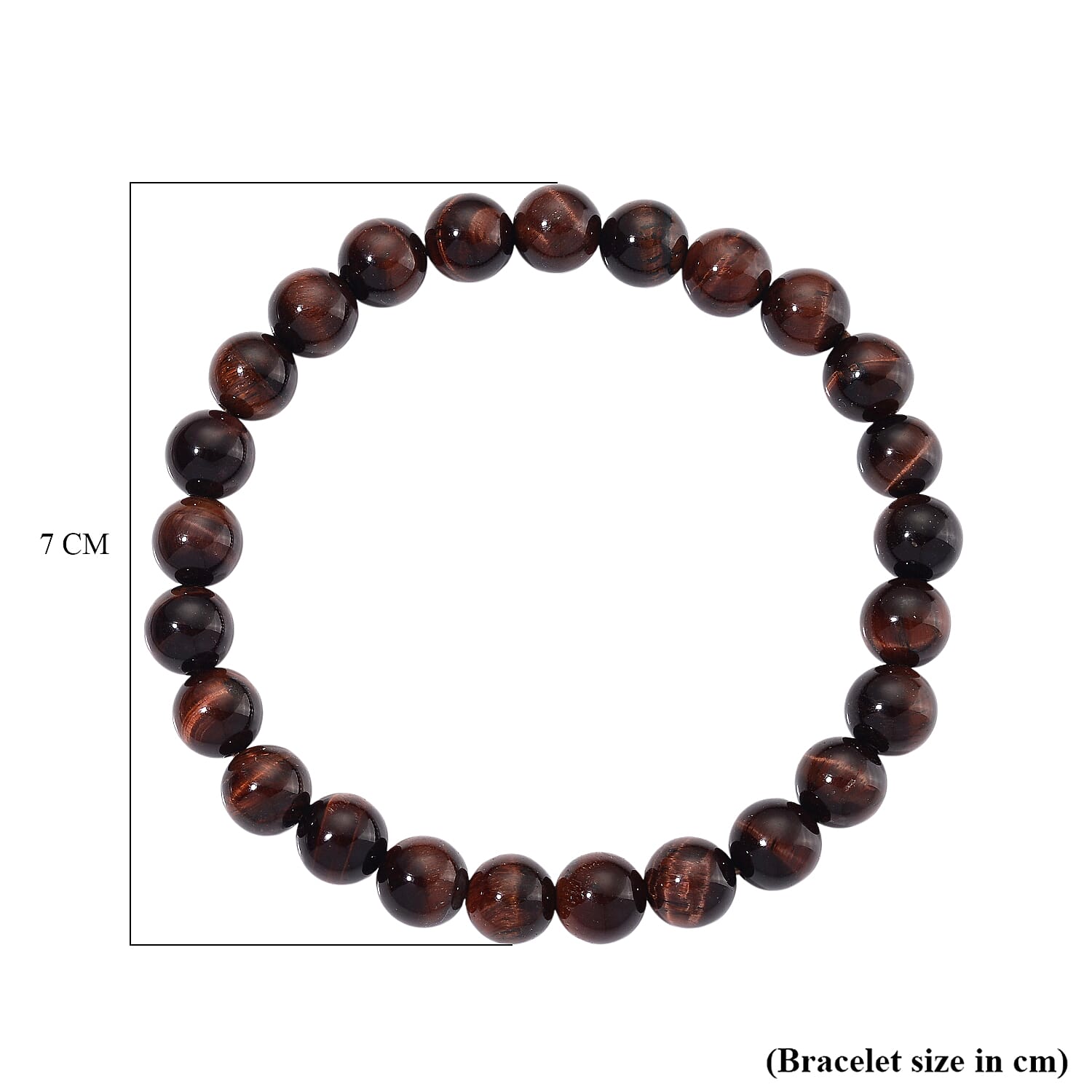 Tucson Find- Red Tiger Eye Beads 8MM  Bracelet (Size - 7.5 Stretchable) 90.00 Ct.