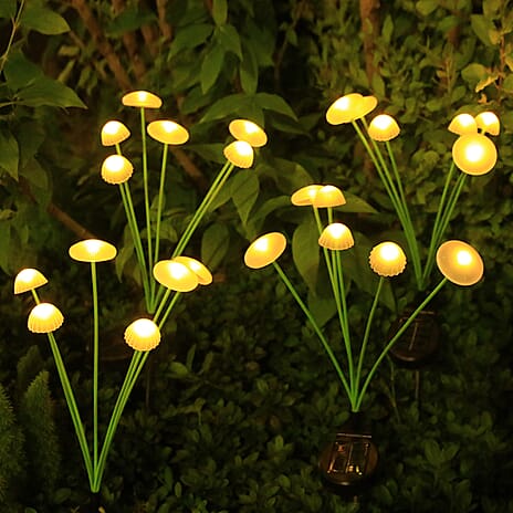 Set of 3 Jellyfish Mushroom Solar Light with 8 Heads - Green & Warm White