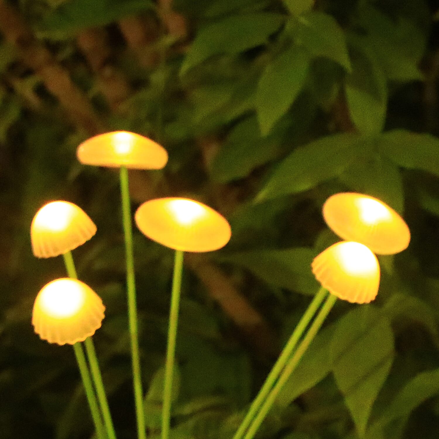 Set of 3 Jellyfish Mushroom Solar Light with 8 Heads - Green & Warm White