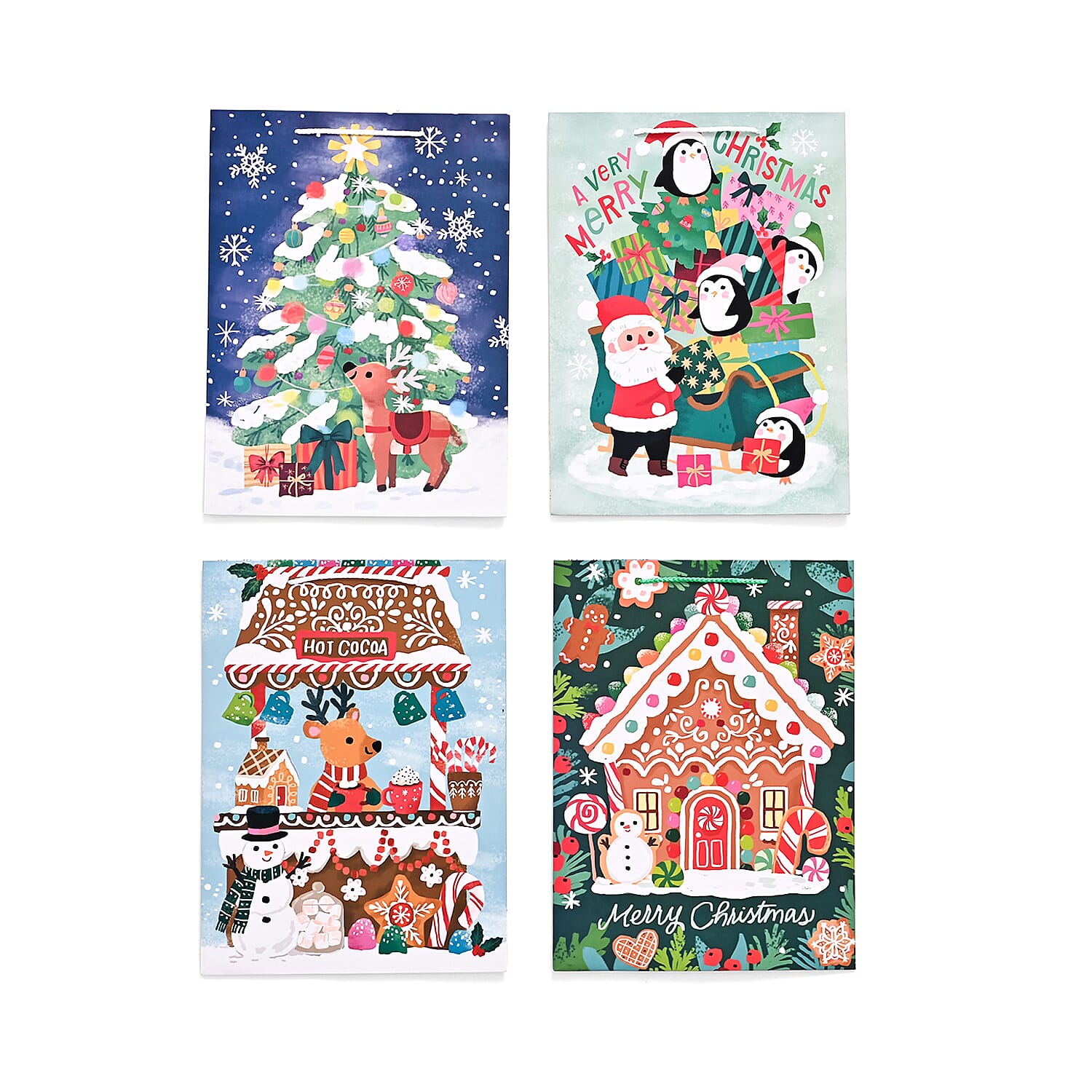 Christmas Gift Bags - Set of 16 with Classic Christmas Patterns