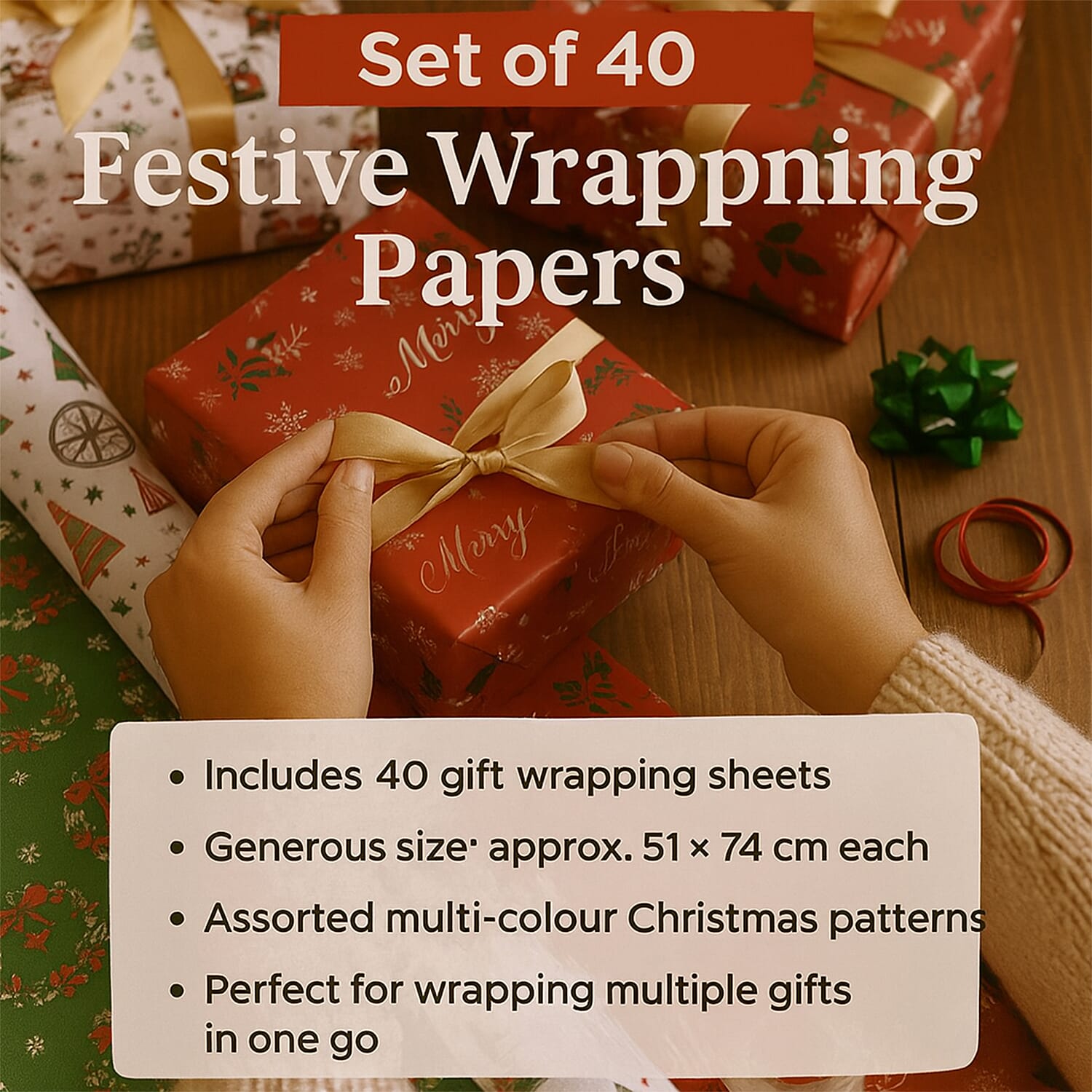 Christmas Gift Wrapping Papers - Set of 40pcs (Size 51x74cm)