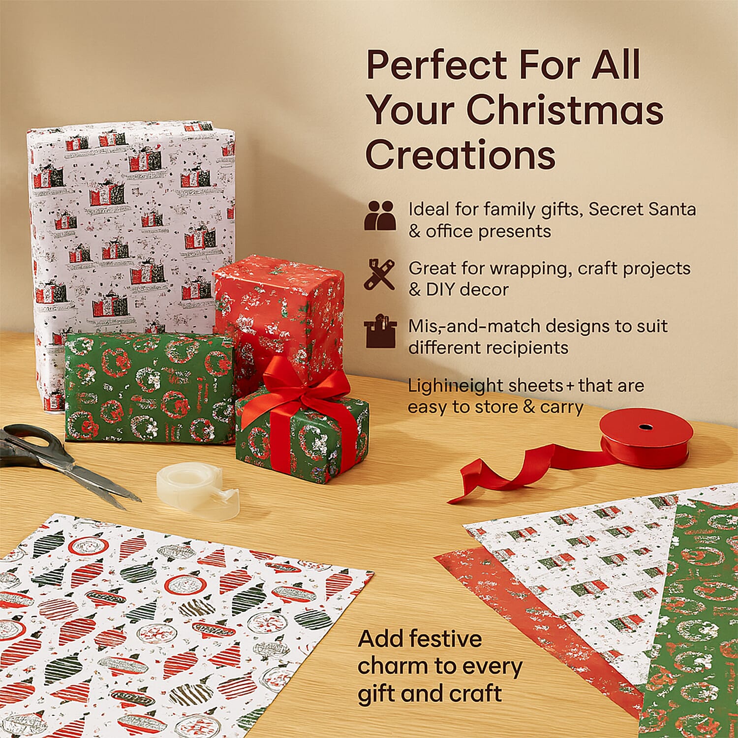 Christmas Gift Wrapping Papers - Set of 40pcs (Size 51x74cm)