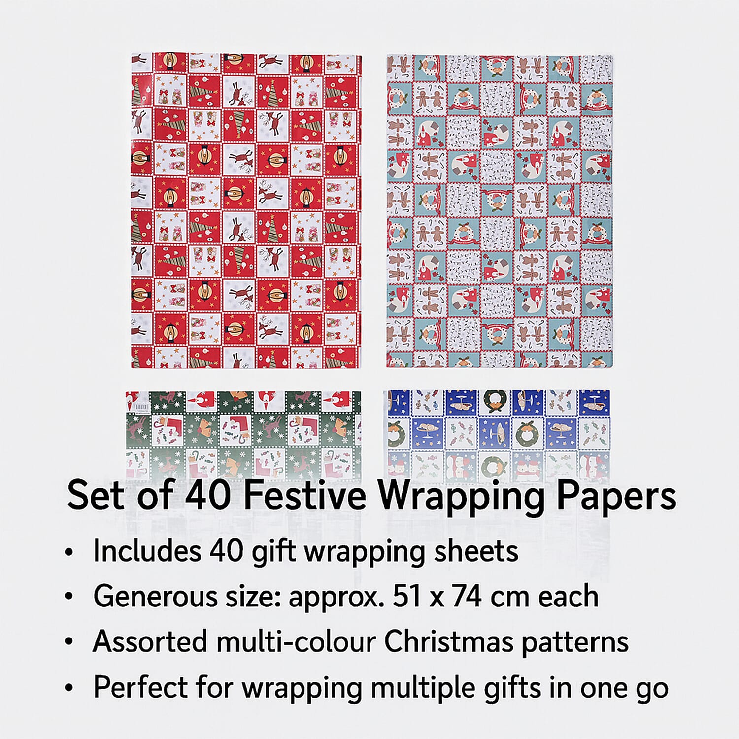 Christmas Gift Wrapping Papers - Set of 40 pcs (Size 51x74cm)