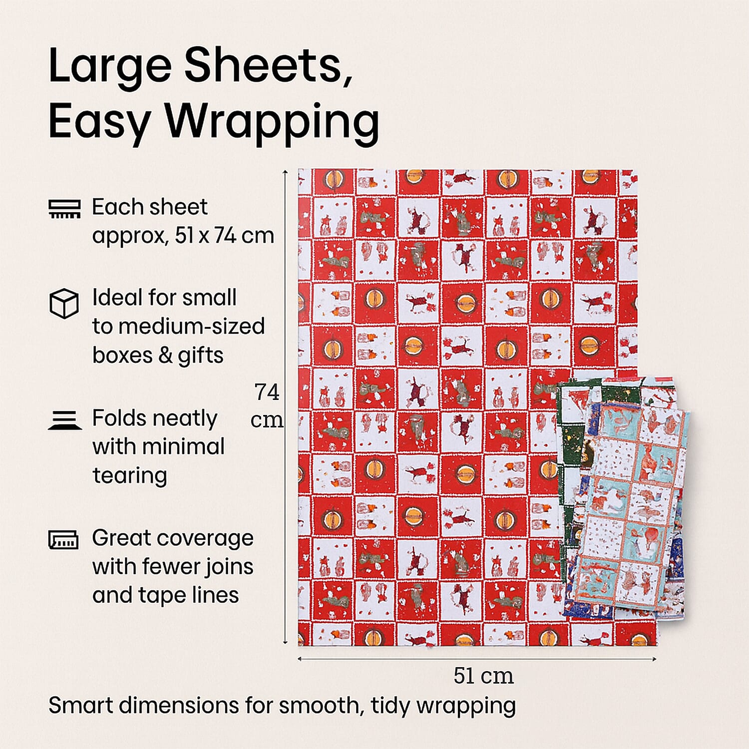Christmas Gift Wrapping Papers - Set of 40 pcs (Size 51x74cm)