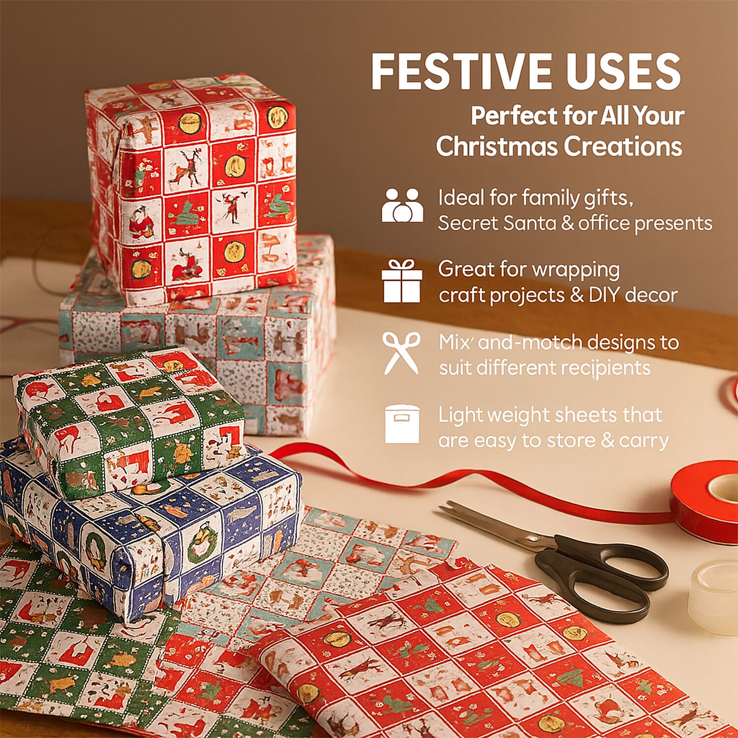 Christmas Gift Wrapping Papers - Set of 40 pcs (Size 51x74cm)