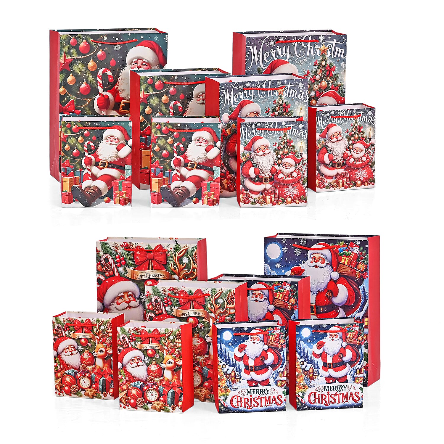 MOST POPULAR DEAL IS BACK -  SET OF 16 Christmas Paper Gift Bags - Red