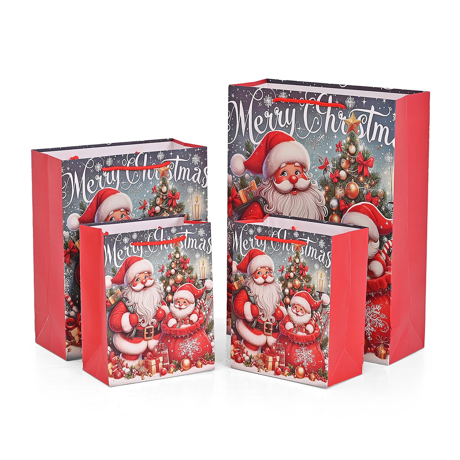 MOST POPULAR DEAL IS BACK -  SET OF 16 Christmas Paper Gift Bags - Red