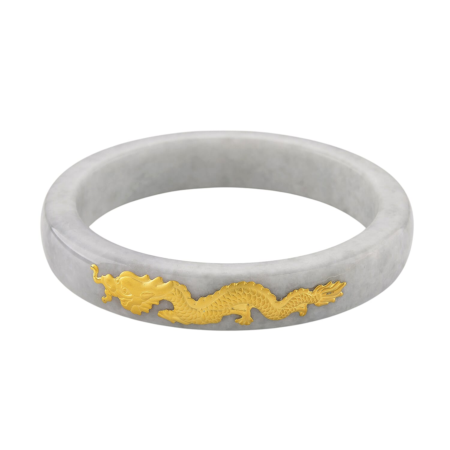 Golden Spirit of Jade - 24K Yellow Gold Natural Type A Jadeite Jade Dragon Bangle (Size - 7.5) 298.00 Ct.