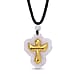 Natural Type A Burmese White Jadeite Jade with 24K Yellow Gold Cross Pendant with Cotton Thread (Size - 28 Adjustable) 70.00 Ct.