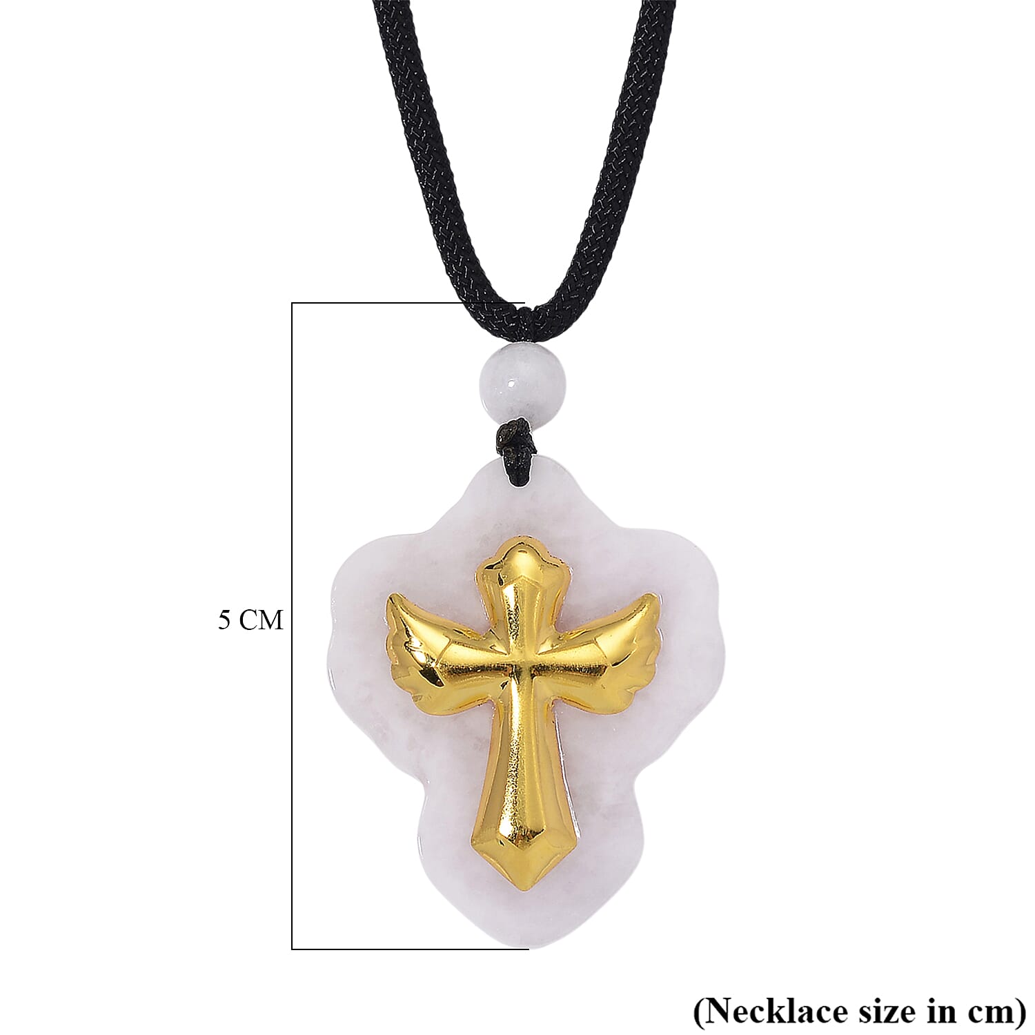 Natural Type A Jade with 24K Yellow Gold Cross Pendant with Cotton Thread (Size - 28 Adjustable) 70.00 Ct. Natural Type A Jade with 24K Yellow Gold Cross Pendant with Cotton Thread (Size - 28 Adjustable) 70.00 Ct.