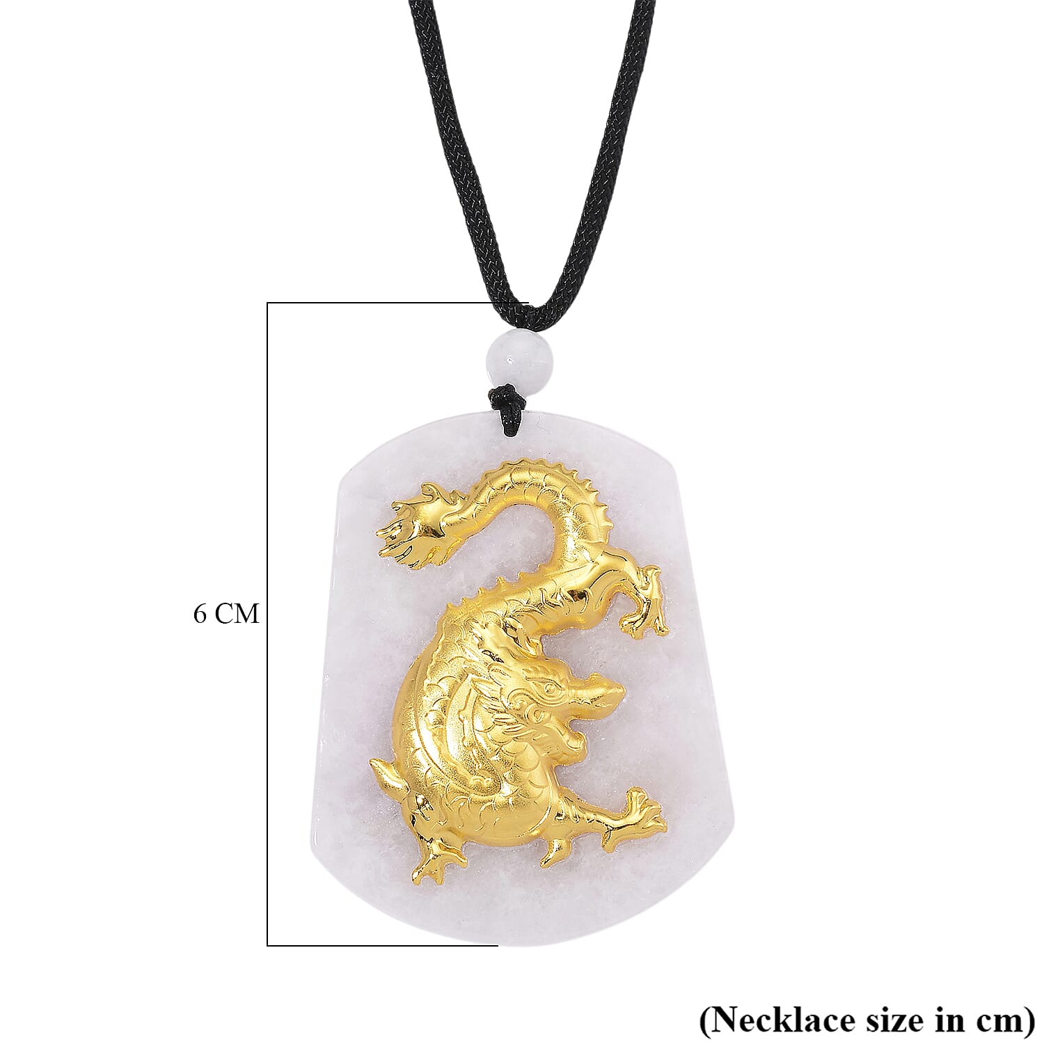 Natural Type A Jade with 24K Yellow Gold Dragon Pendant with Cotton Thread (Size - 28 Adjustable) 124.00 Ct. Natural Type A Jade with 24K Yellow Gold Dragon Pendant with Cotton Thread (Size - 28 Adjustable) 124.00 Ct.
