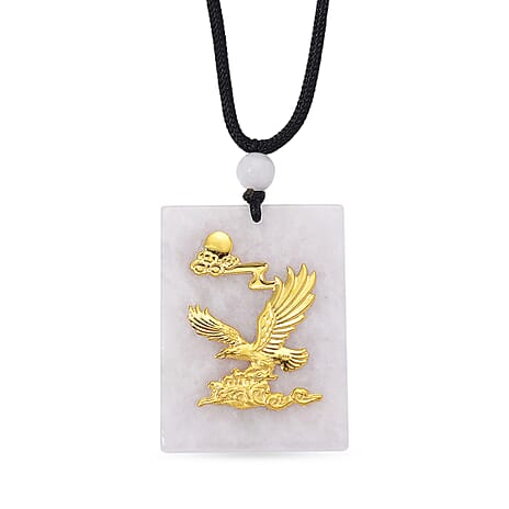 Natural Type A Burmese Jadeite with 24K Yellow Eagle Gold Pendant with Cotton Thread (Size - 28 Adjustable) 105.00 Ct.
