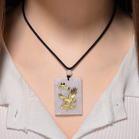 Natural Type A Burmese Jadeite with 24K Yellow Eagle Gold Pendant with Cotton Thread (Size - 28 Adjustable) 105.00 Ct.