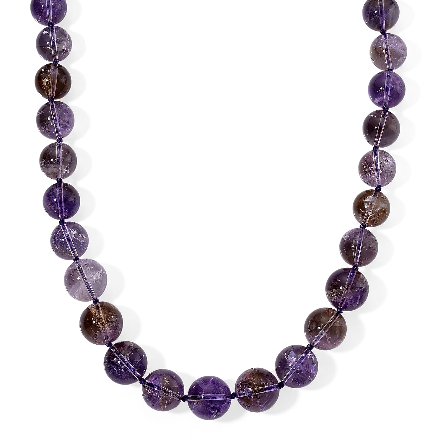 Ametrine Necklace (Size - 18-2 Ext) with Lobster Clasp in Rhodium Overlay Sterling Silver 800.00 Ct.