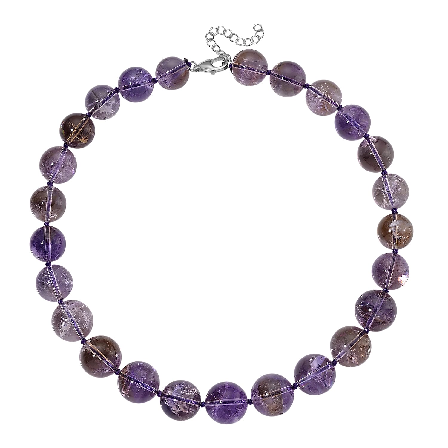 Ametrine Necklace (Size - 18-2 Ext) with Lobster Clasp in Rhodium Overlay Sterling Silver 800.00 Ct.