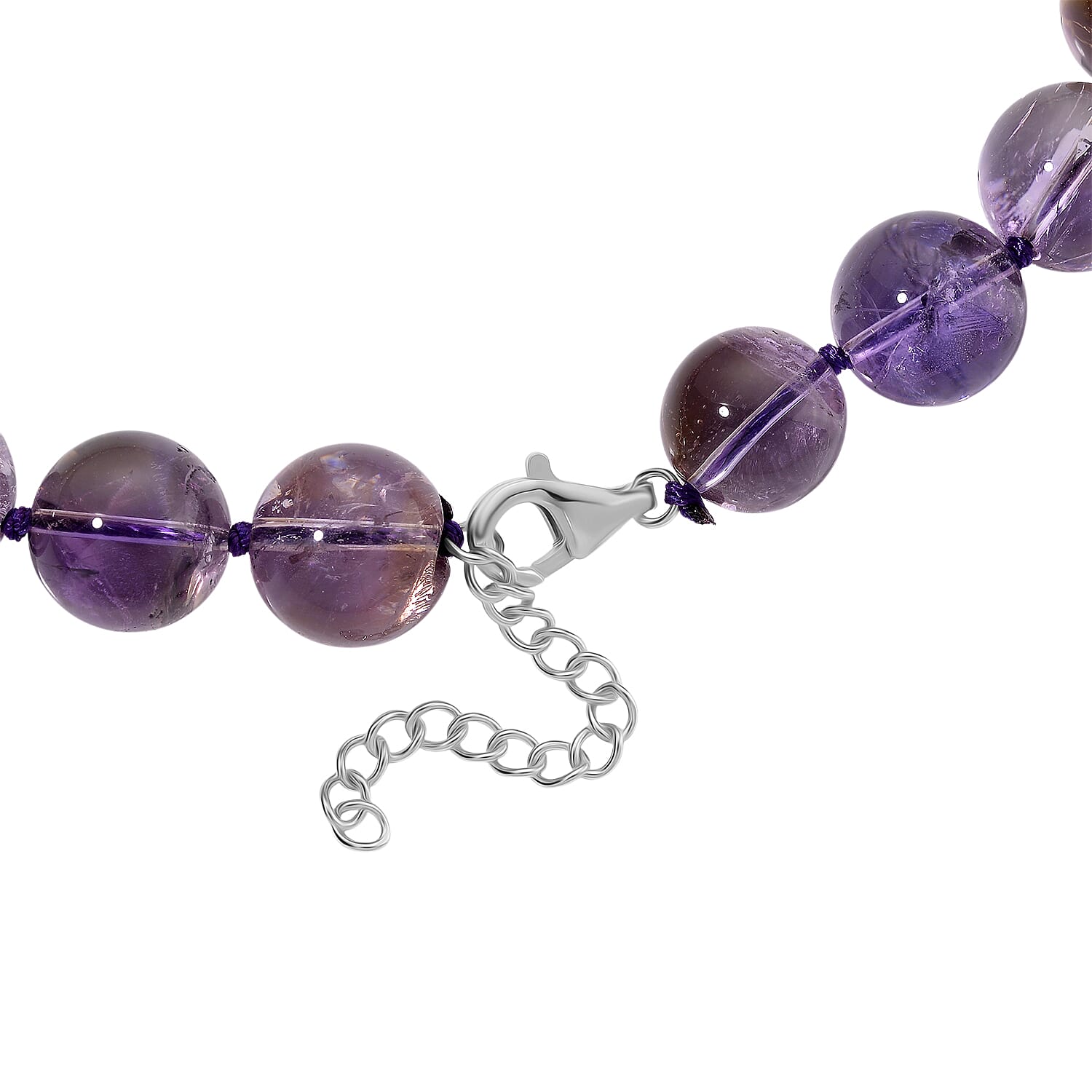 Ametrine Necklace (Size - 18-2 Ext) with Lobster Clasp in Rhodium Overlay Sterling Silver 800.00 Ct.