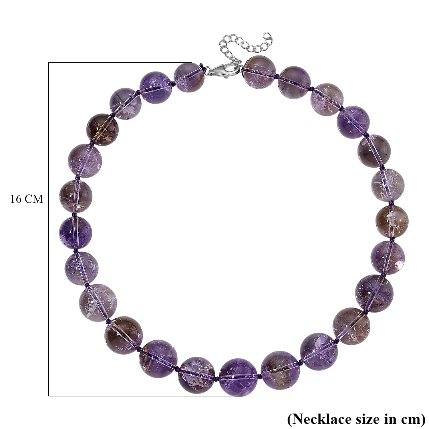 Ametrine Necklace (Size - 18-2 Ext) with Lobster Clasp in Rhodium Overlay Sterling Silver 800.00 Ct.