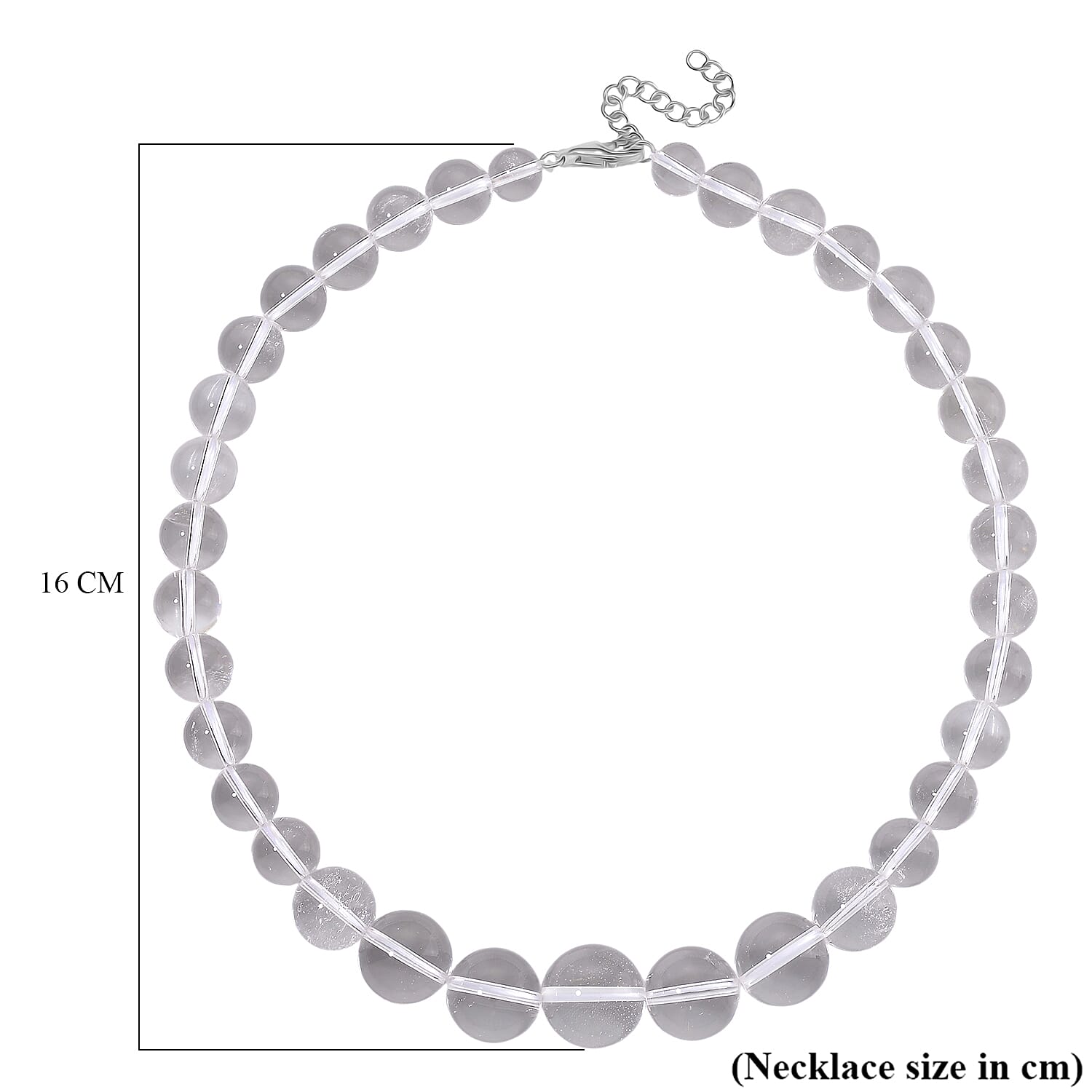 White Crystal Quartz Necklace (Size - 18-2 Ext) in Rhodium Overlay Sterling Silver 490.00 Ct.