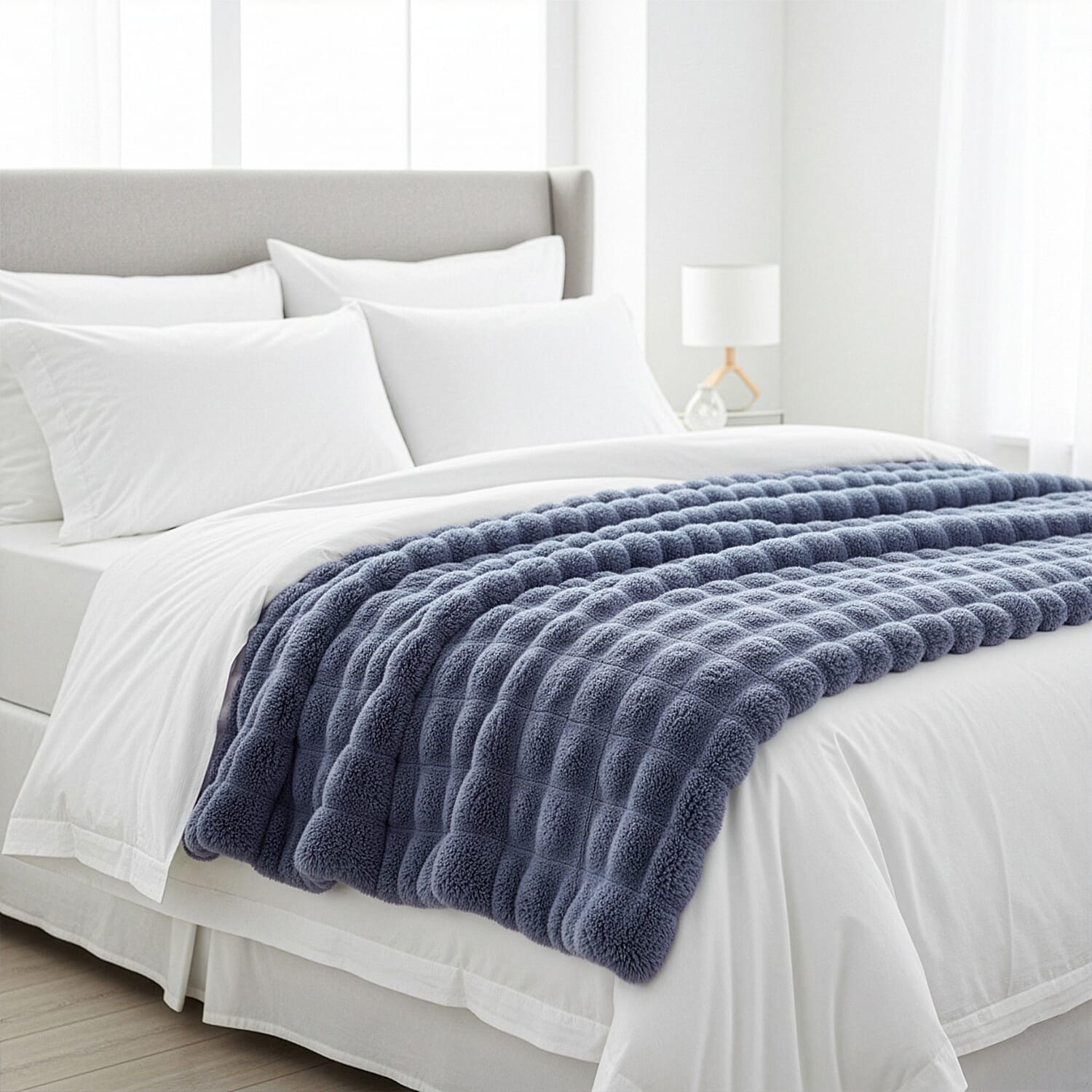 Homesmart Super Soft Sculptured Faux Fur Blanket (180 x 150cm) - Blue