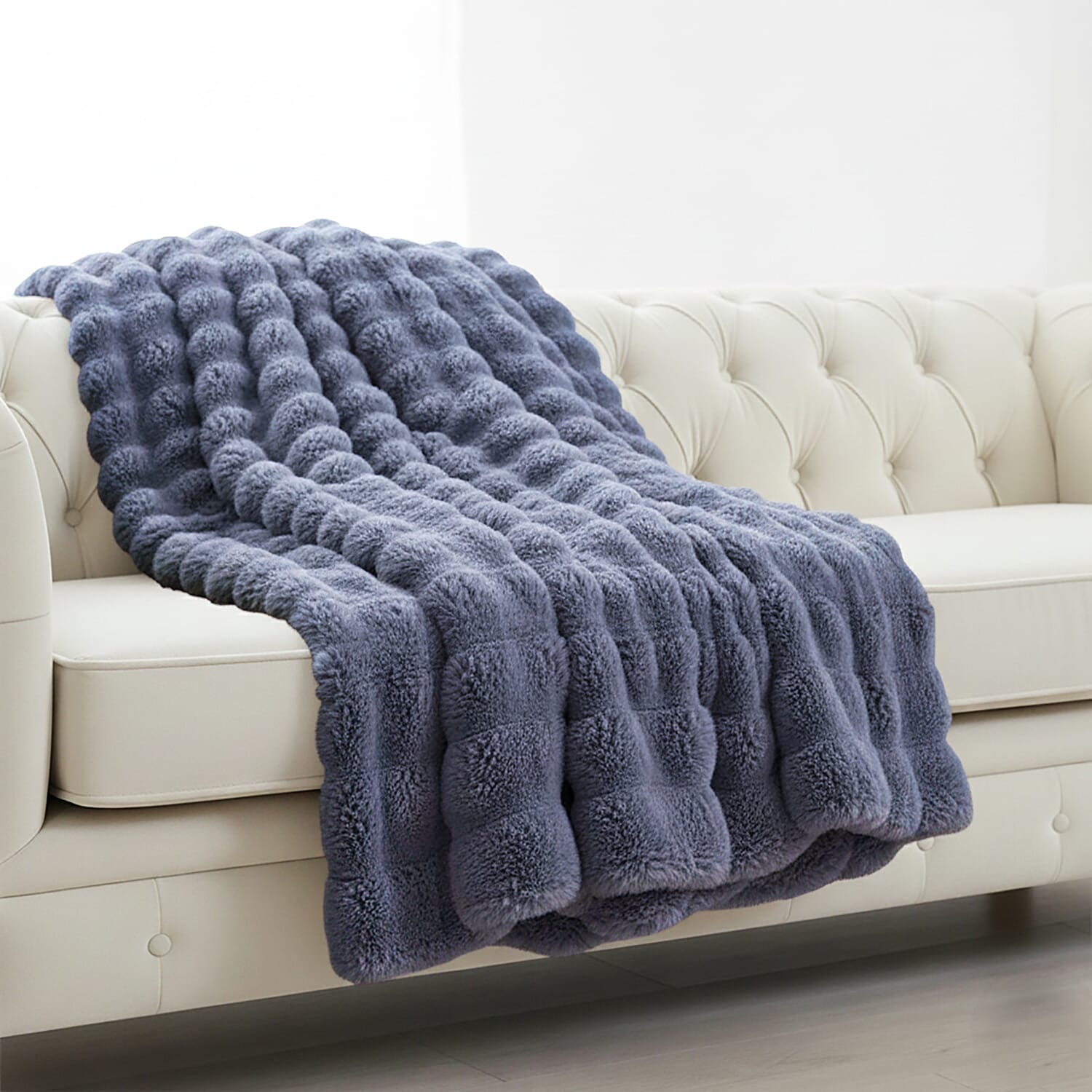 Homesmart Super Soft Sculptured Faux Fur Blanket (180 x 150cm) - Blue