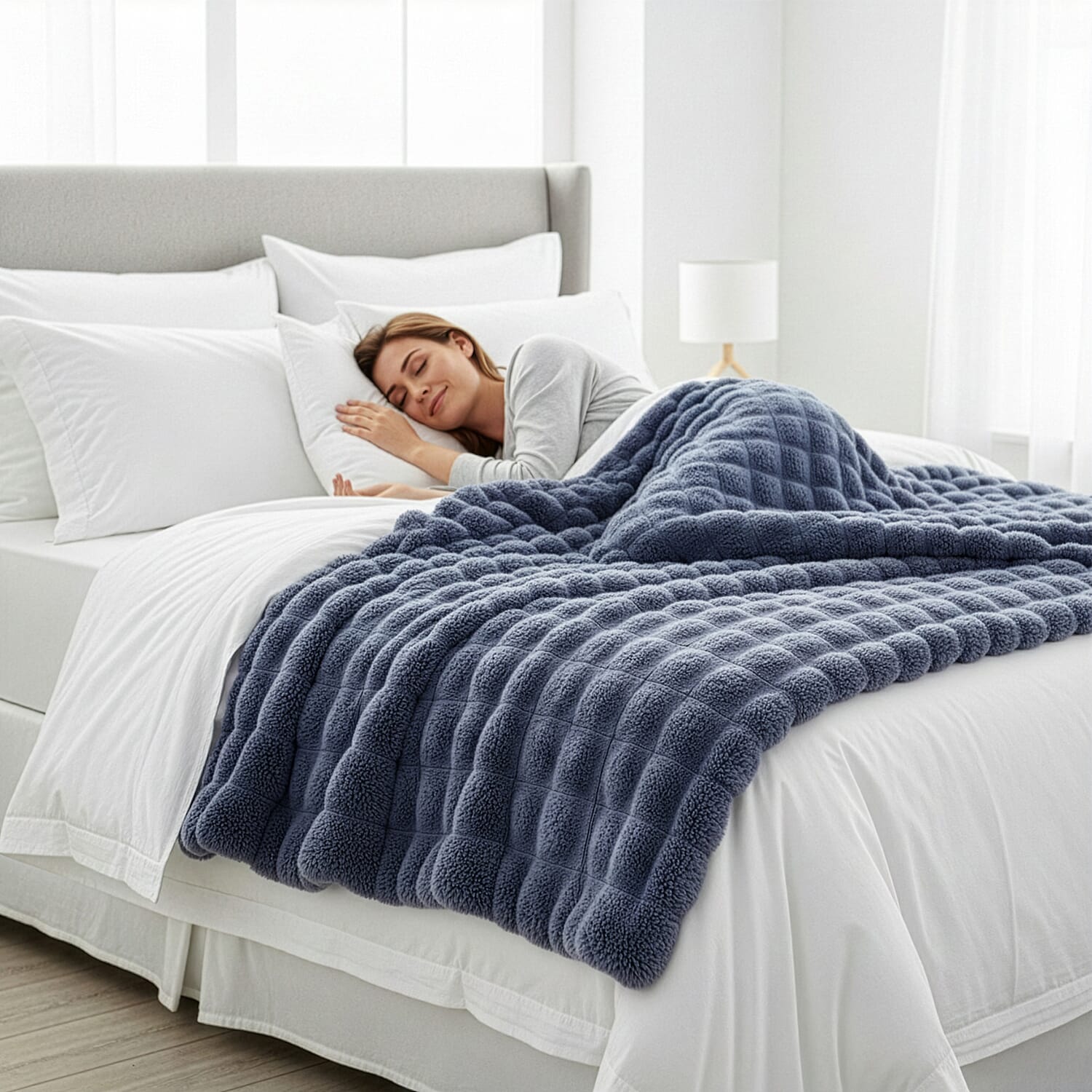 Homesmart Super Soft Sculptured Faux Fur Blanket (180 x 150cm) - Blue