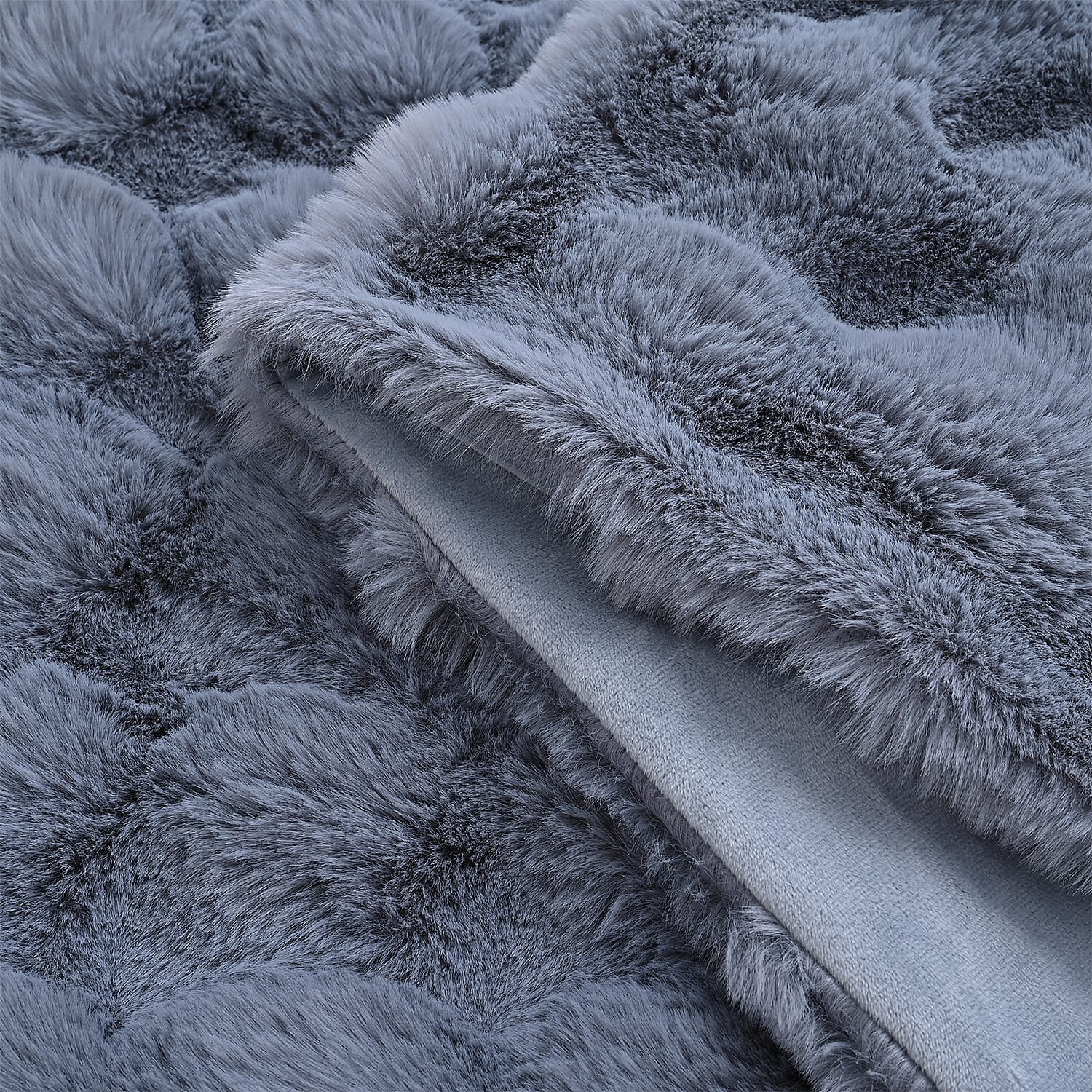 Homesmart Super Soft Sculptured Faux Fur Blanket (180 x 150cm) - Blue