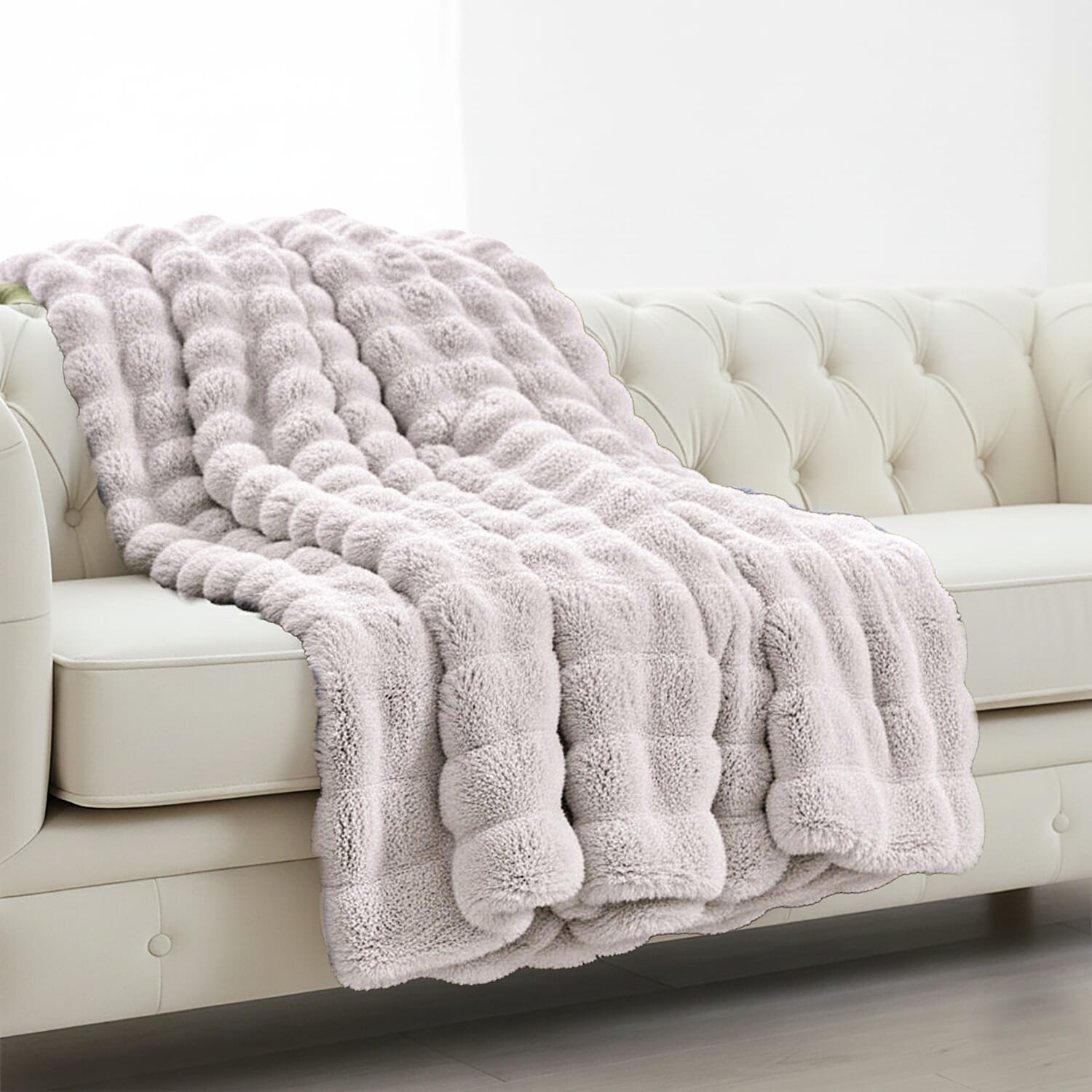 Homesmart Super Soft Sculptured Faux Fur Blanket (180 x 150cm) - Cream