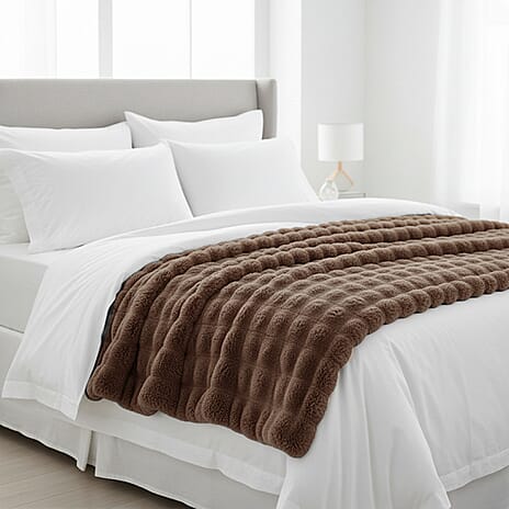 Homesmart Super Soft Sculptured Faux Fur Blanket (180 x 150cm) - Mink