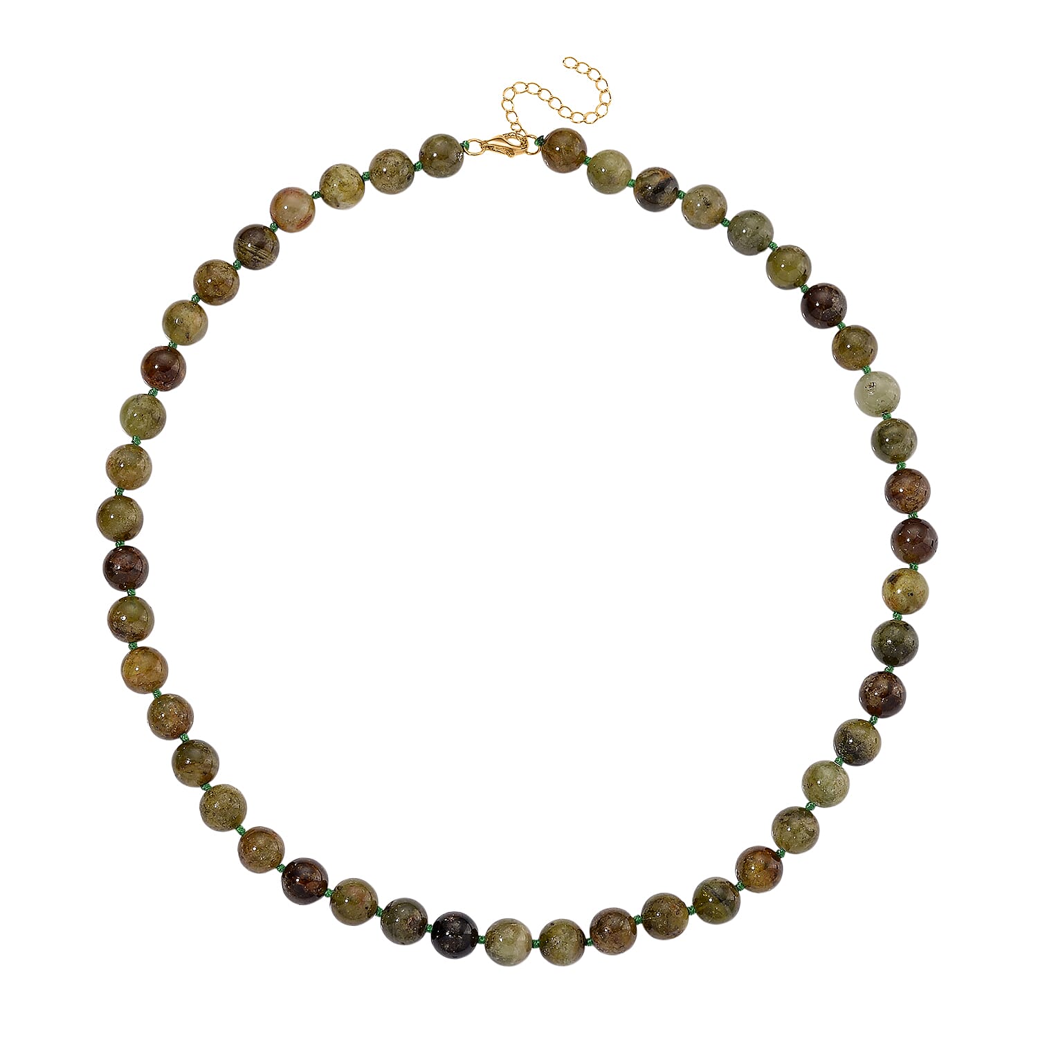 Green Garnet Necklace (Size - 20-2 Ext) with Lobster Clasp in Yellow Gold Plated Sterling Silver 360.00 Ct.