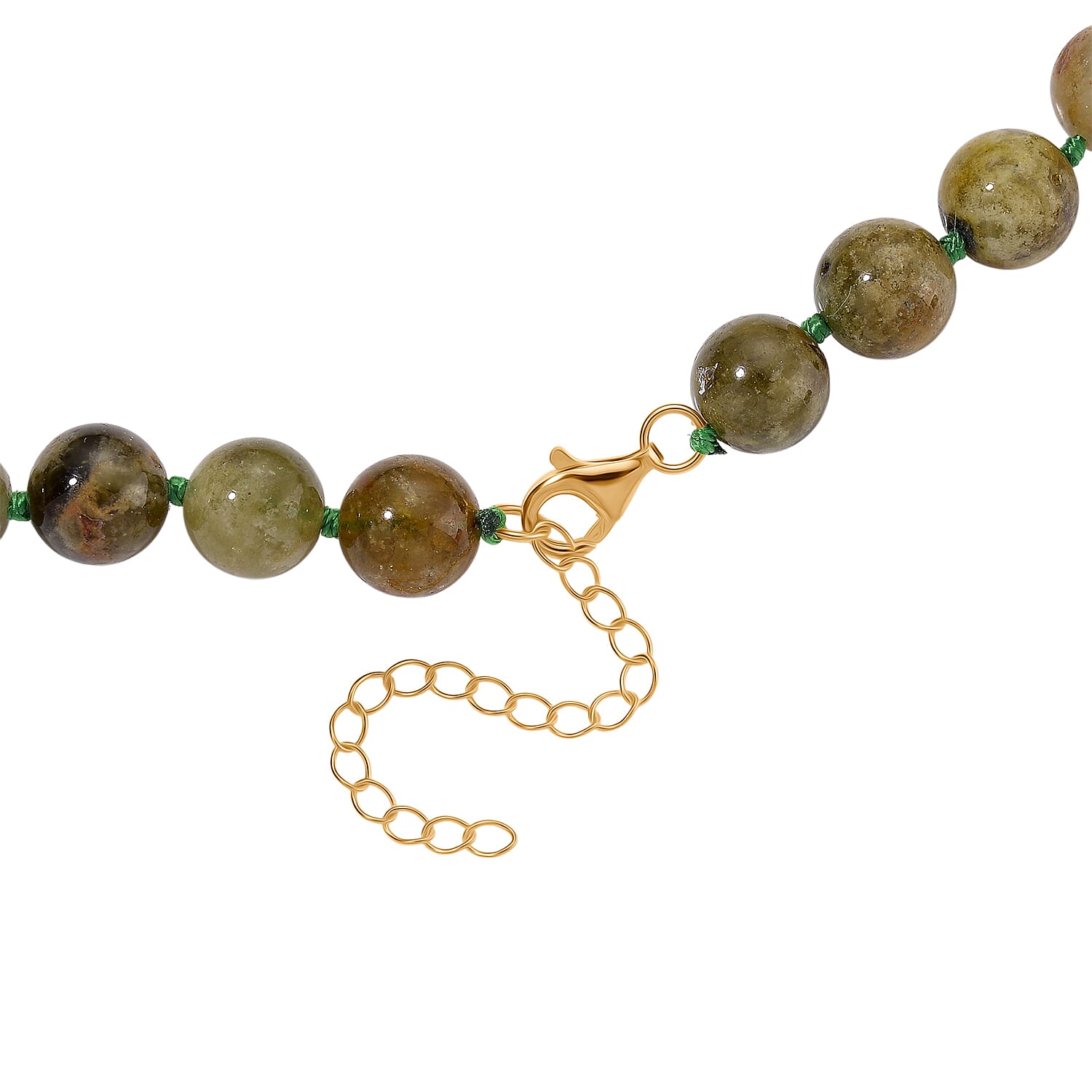 Green Garnet Necklace (Size - 20-2 Ext) with Lobster Clasp in Yellow Gold Plated Sterling Silver 360.00 Ct.