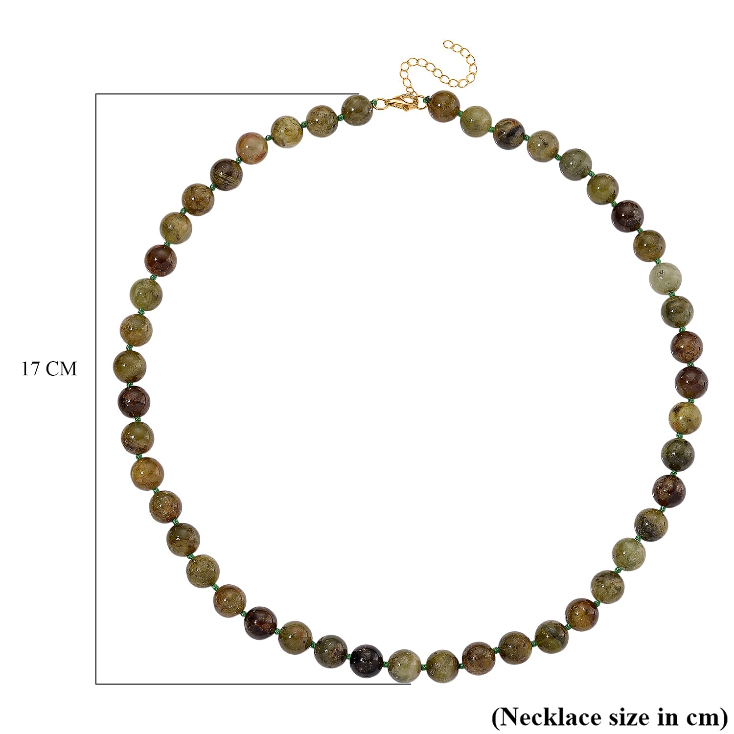Green Garnet Necklace (Size - 20-2 Ext) with Lobster Clasp in Yellow Gold Plated Sterling Silver 360.00 Ct.